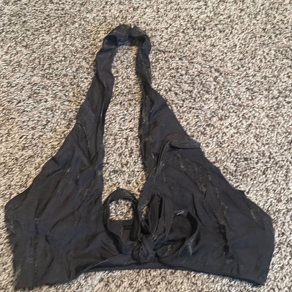 Black metallic Halter Bra top size S